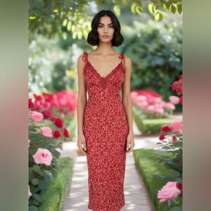 a new day Red Floral Midi Dress